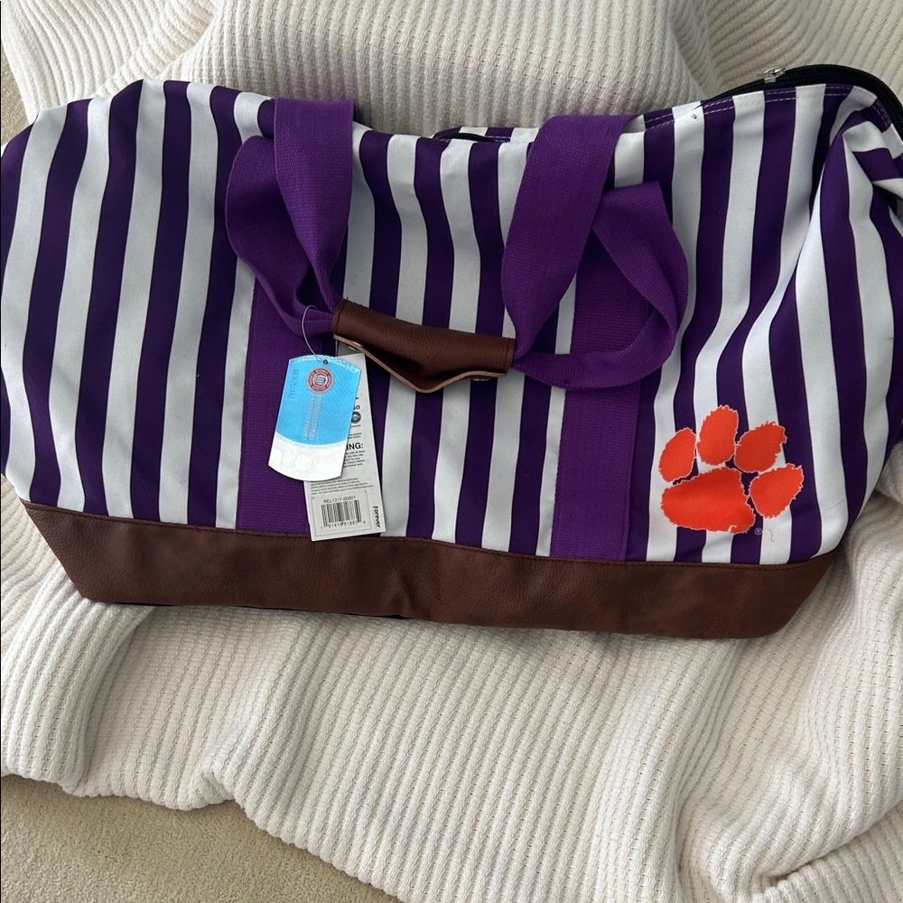 Clemson Travel Bag with Brown Accents